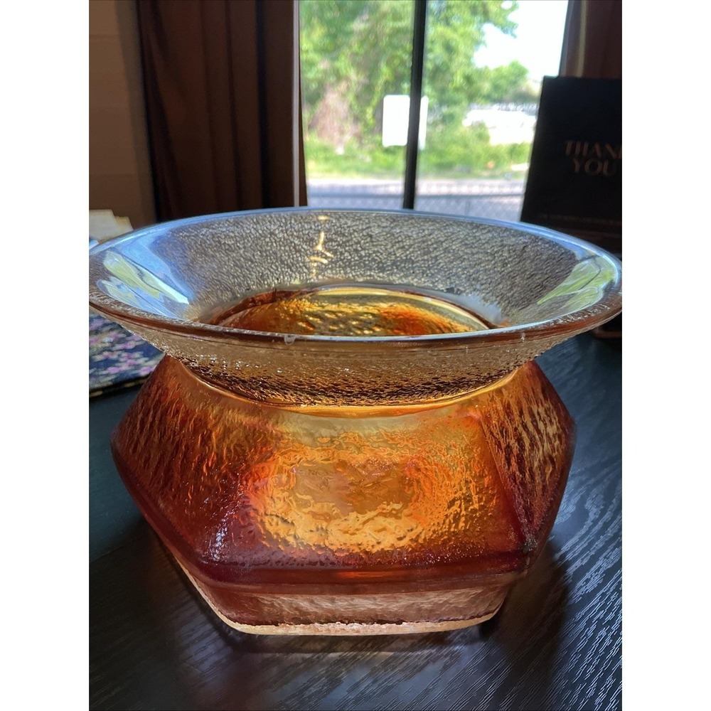 Vintage Jeannette Glass Marigold "Crackle" Carnival 7" Spittoon Cuspidor